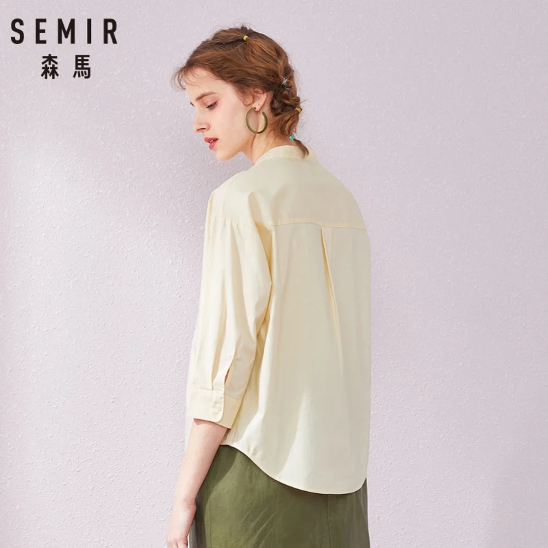 Женская рубашка из мягкого хлопка SEMIR Весенняя блузка с рукавом до локтя и