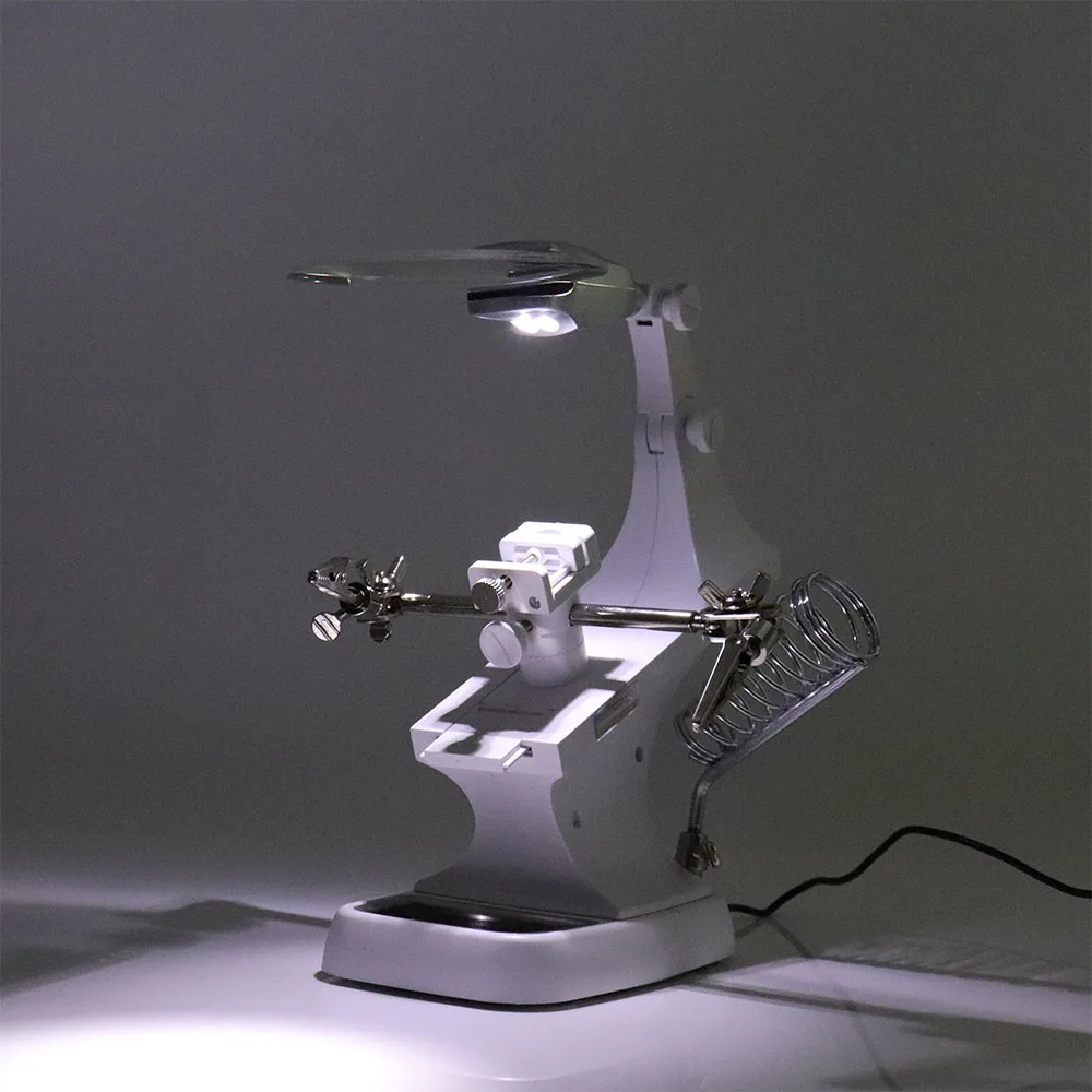 WSFS Multi functional Welding LED Magnifier 3X/4.5X Magnifying Glass Alligator Clip Holder Clamp Helping Hand Repair Tool|Лупы| |