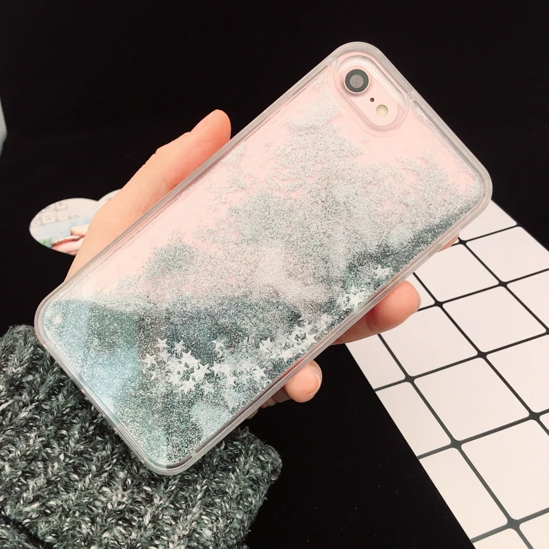 Чехлы для телефонов iphone 6 6s SE женские жидкие блестящие звезды песок девчачье