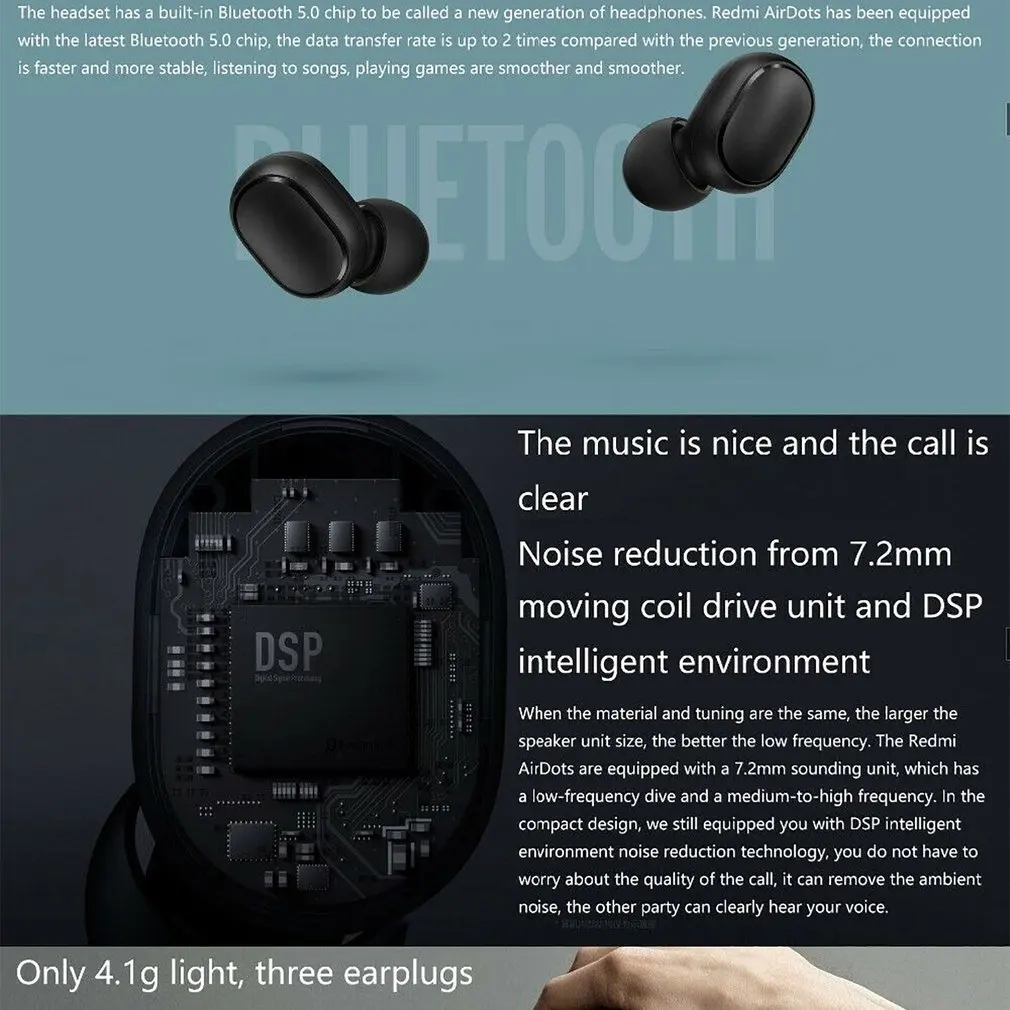 Оригинальные беспроводные Bluetooth наушники Xiaomi mi Red mi AirDots TWS True Stereo Bluetooth 5,0 mi ni гарнитура с mi c наушниками