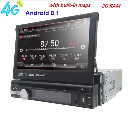 Универсальный 1 din Android 8 четырехъядерный автомобильный dvd плеер GPS Wifi BT Радио 2 Гб