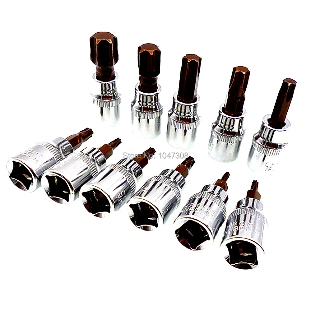 Набор торцевых головок Torx 11 шт. T10 T15 T20 T25 T27 T30 T40 T45 T50 T55 T60 3/8 дюйма (10 мм) торцевые