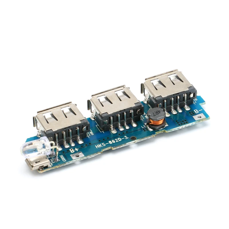 3 USB 3V to 5V 2A Mobile Power Bank Charger Controller Module Step Up Boost Power Module Lithium Battery Charging Board LED