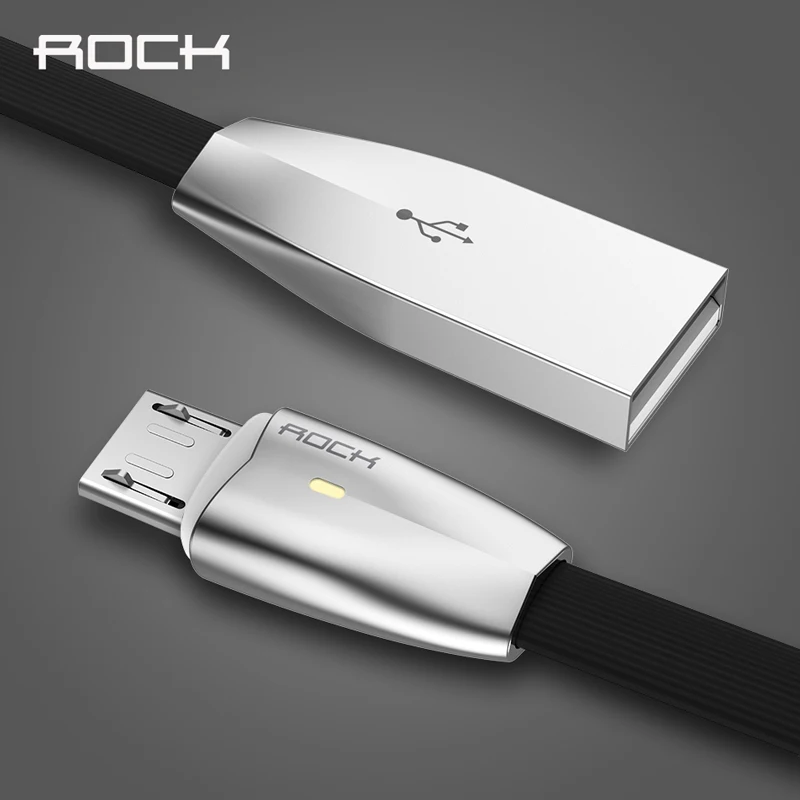 3D Кабель Micro USB ROCK 2A светодиодная лампа из цинкового сплава кабель для быстрой