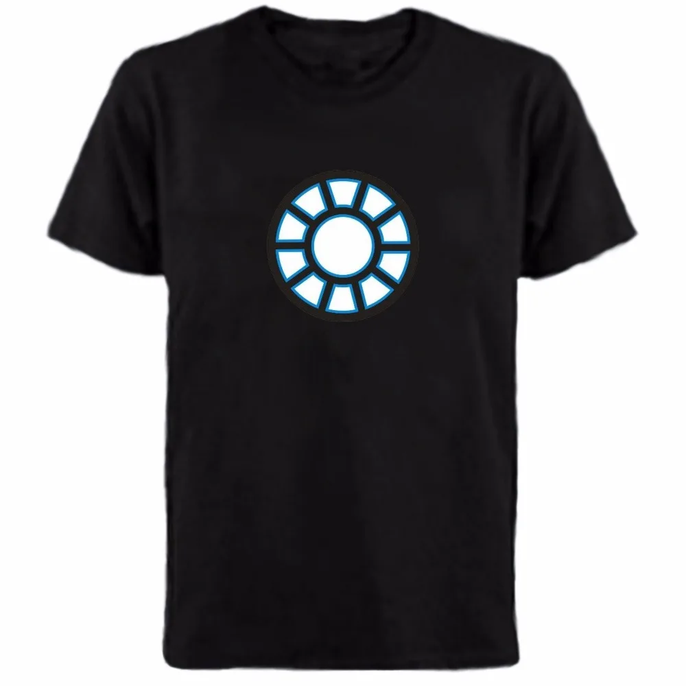 Супер качество дизайн железный человек светодиодный T-Shirt EL T-Shirt 6 видов конструкций для вечерние с использованием светодиодный футболки