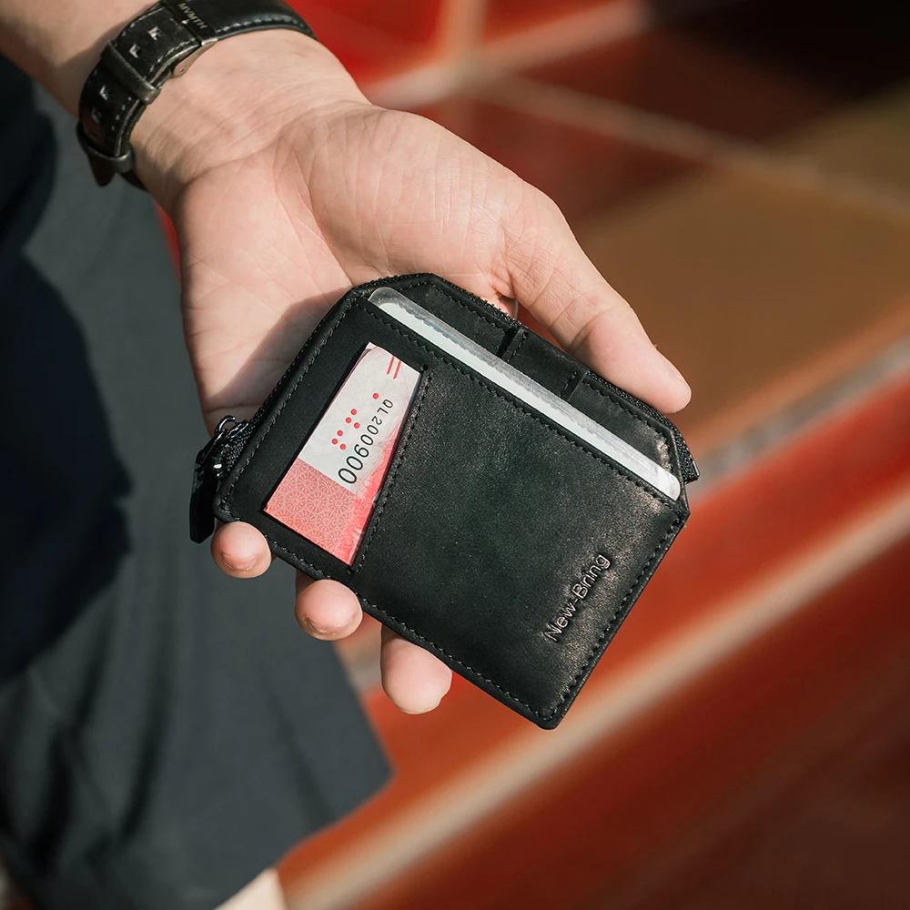 NewBring тонкий держатель для карт минималистичный кошелек из натуральной кожи на