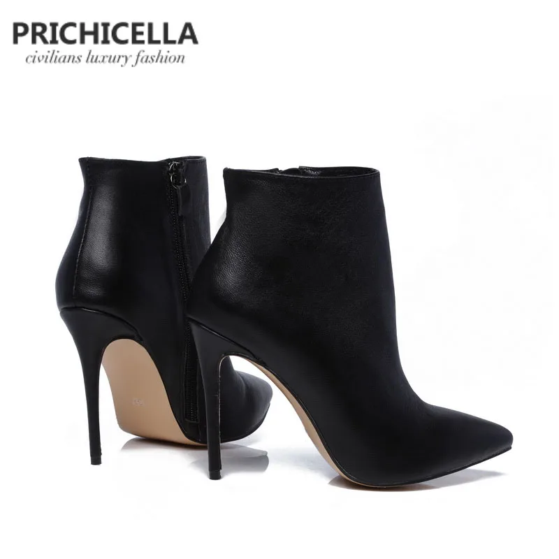 Женские зимние ботинки из натуральной кожи с острым носком|ankle booties|leather winter bootsboots