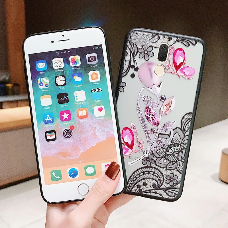 3D кружева цветок дрель чехол для huawei p10 p8 p9 Lite 2017 P20 Pro Plus P Smart Honor 7x9 10 8 lite Коврики 20