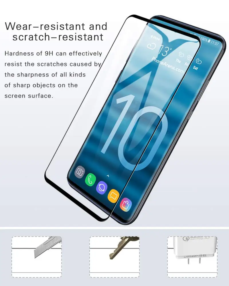 Пленка из закаленного стекла для Samsung Galaxy S10 Plus S10lite 9D полное изогнутое Защитное