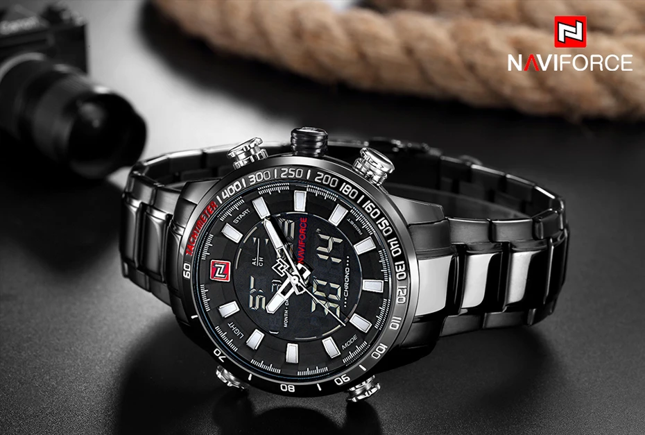 NAVIFORCE Luxury Brand Men Military Sport Watches Men's Digital Quartz Clock Full Steel Waterproof Wrist Watch relogio masculino