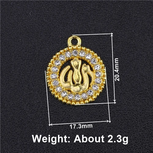 Gold 5 Pieces Товары для ювелирных изделий, Cz Стразы, серебро, Бог, мусульманский полумесяц, шарм, соединитель, аксессуары для исламских ювелирных изделий, сделай сам - Цвет: Gold 5 Pieces