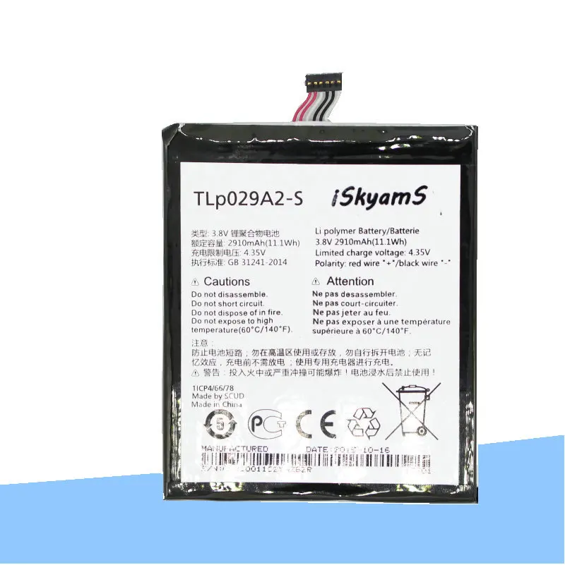 ISkyamS 10 шт./лот 2910 мА/ч TLp029A2 S TLP029A2 батарея для Alcatel One Touch Idol 3 I806 6045Y 6045K