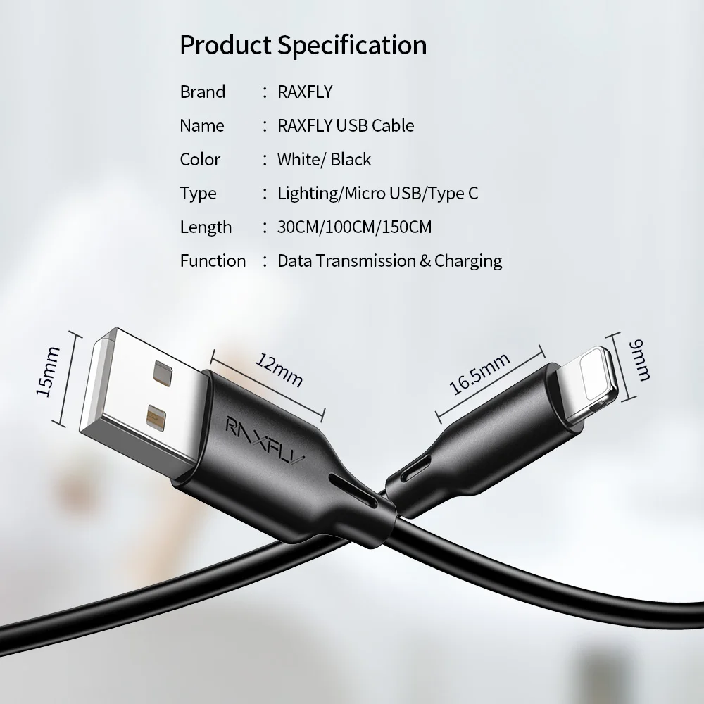 USB кабель RAXFLY для iPhone XS Max XR X быстрой синхронизации данных зарядное устройство 8 7
