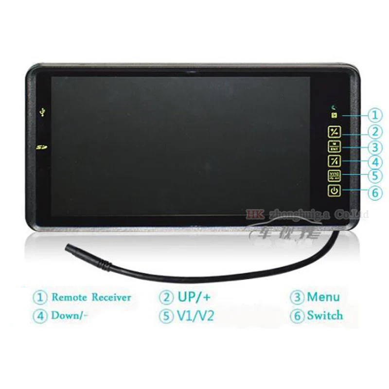 Автомобильный зеркальный монитор с ЖК экраном 1024x600 HD 9 дюймов Bluetooth MP5 FM