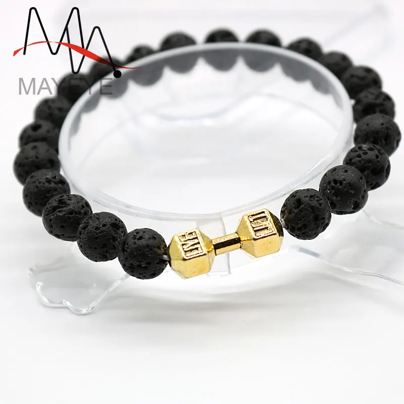 Бесплатная доставка натуральный черный камень из вулканической лавы браслет с