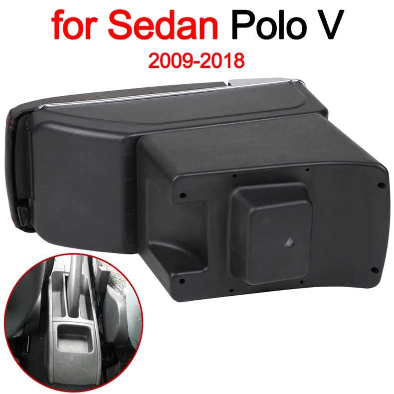 Для Volkswagen Polo подлокотник коробка Polo V Универсальный 2009- Автомобильная центральная консоль Модификация аксессуары двойной приподнятый с USB