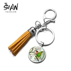 Русский винтажный цветной брелок с кисточкой и Колибри маленькая птица с художественной росписью стеклянный кабошон очаровательный милый брелок безделушки с животными