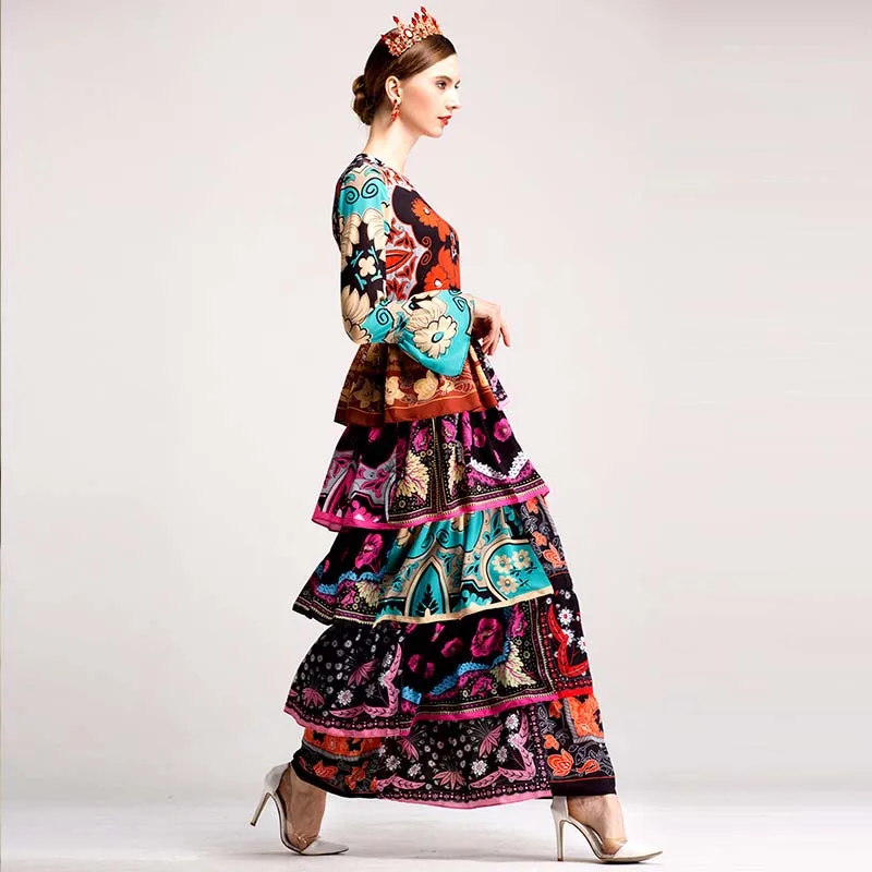 Женское модельное платье макси Megyn длинные платья с длинным рукавом и цветочным