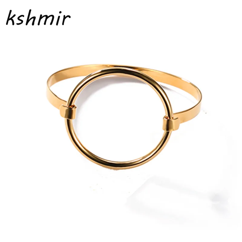 

accessories wholesale Minimalism wind circular Ring fashion bangle bracelet Fashion han edition hollow out circle bracelet FF885