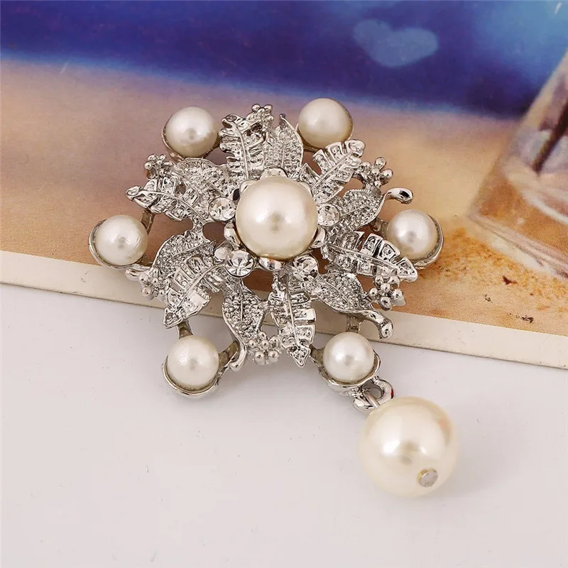 DIEZI Роскошные Броши в виде цветка серебряного цвета с австрийским кристаллом