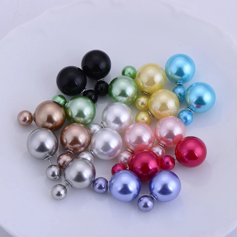 10 пара/лот красивые круглые серьги-гвоздики с двойными шариками женские милые