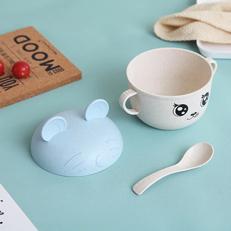 2Pc/set Baby Dishes Baby Food Storage Cartoon Pattern Bowl Spoon Set For Kids Children Tableware Eco-friendly Baby Training Bowl