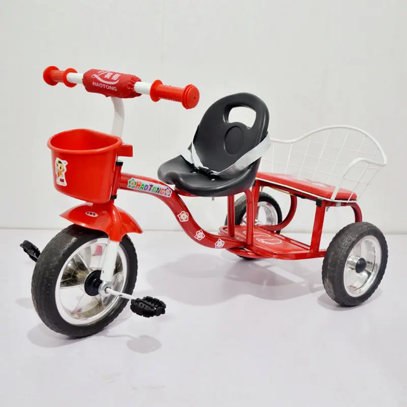 

Фабричный трехколесный велосипед для близнецов красного цвета, трехколесная детская тележка с сиденьем, детский ходунок с рамой из высокоу...