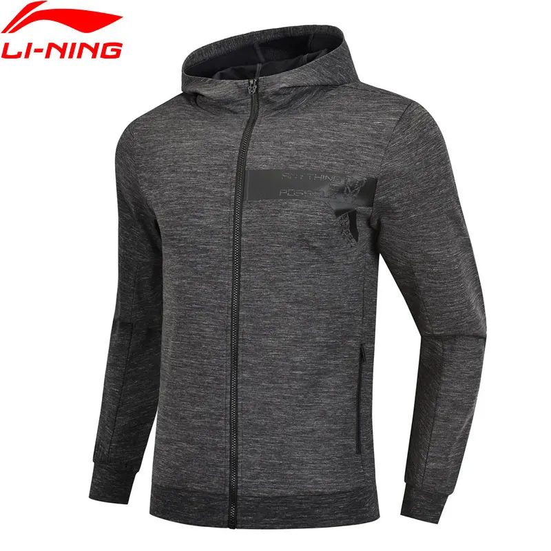 Мужская баскетбольная Толстовка Li-Ning, 74% хлопок, 26% полиэстер, обычная посадка, на молнии, спортивная куртка с капюшоном, AWDP123 CJFM19
