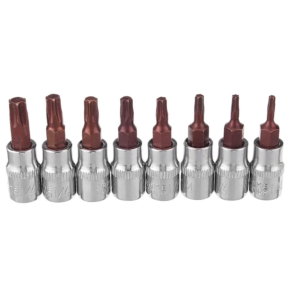 8 шт./компл. Torx Бит Набор розеток 1/" 3/8" привод на рельсе ручные инструменты шестигранные розетки для трещотки ключ T8-T40 Метрическая Torx Бит Набор розеток