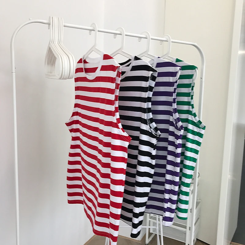 Мужские и женские вязаные многоцветные жилеты в полоску свободные удобные топы