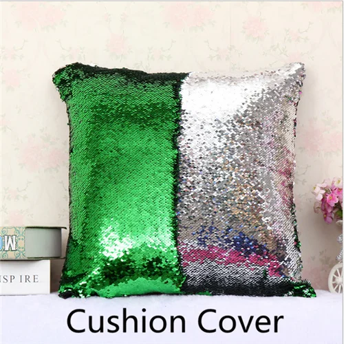 green silvery DIY Русалка подушка со стразами чехол волшебный Хамелеон Подушка Чехол 40X40 см изменение цвета Двусторонняя Подушка Чехол для домашнего декора - Цвет: green silvery