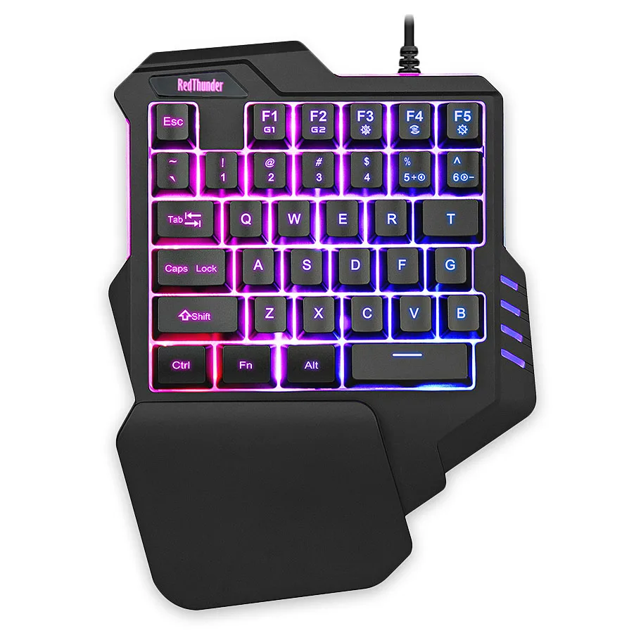 Портативная мини-игровая клавиатура RedThunder с одной рукой с подсветкой RGB, Эргономичный игровой контроллер для ПК PS4 Xbox Gamer - Цвет: Membrane