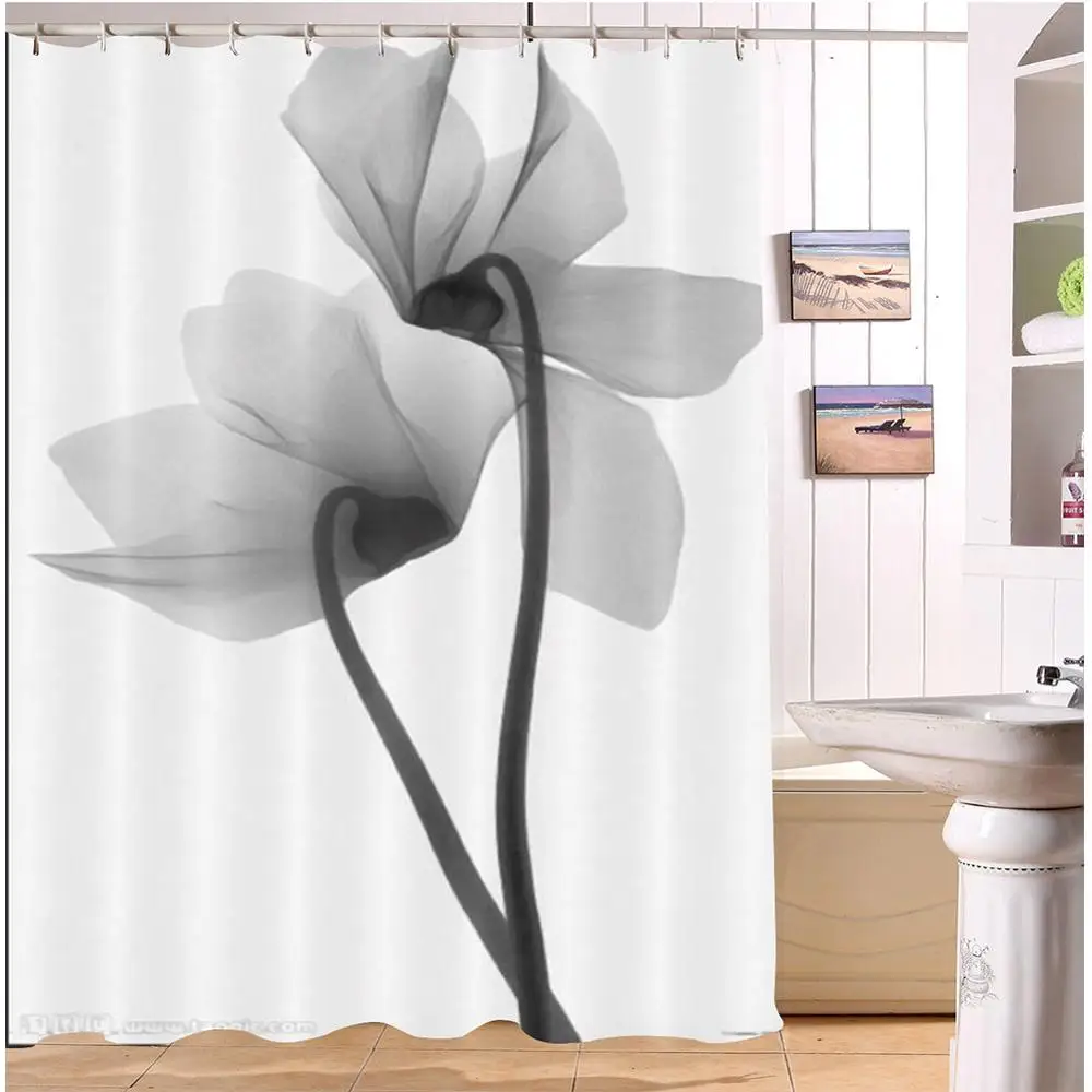 19 Абстрактный Черный X-ray Blossom прозрачный цветок Природа Белый занавеска для душа искусство Водонепроницаемый Ванная комната ткань для ванной Декор - Цвет: 19