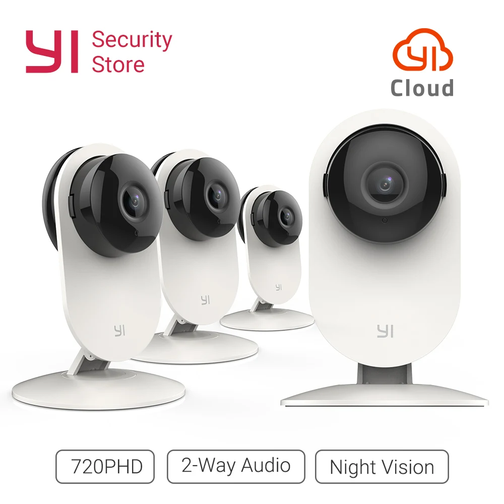 Домашняя камера 4 шт. YI Home Camera 720p 4PCS Pack 111° широкоугольный объектив Двухсторонняя