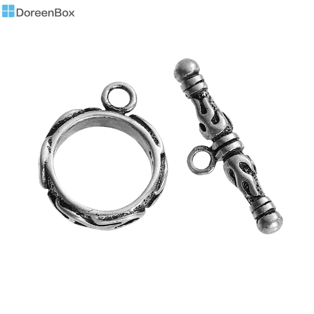 Фото Doreen Box медные тумблеры круглые Серебристые цвета огненные резные 17 мм x 14 мм (5/8 