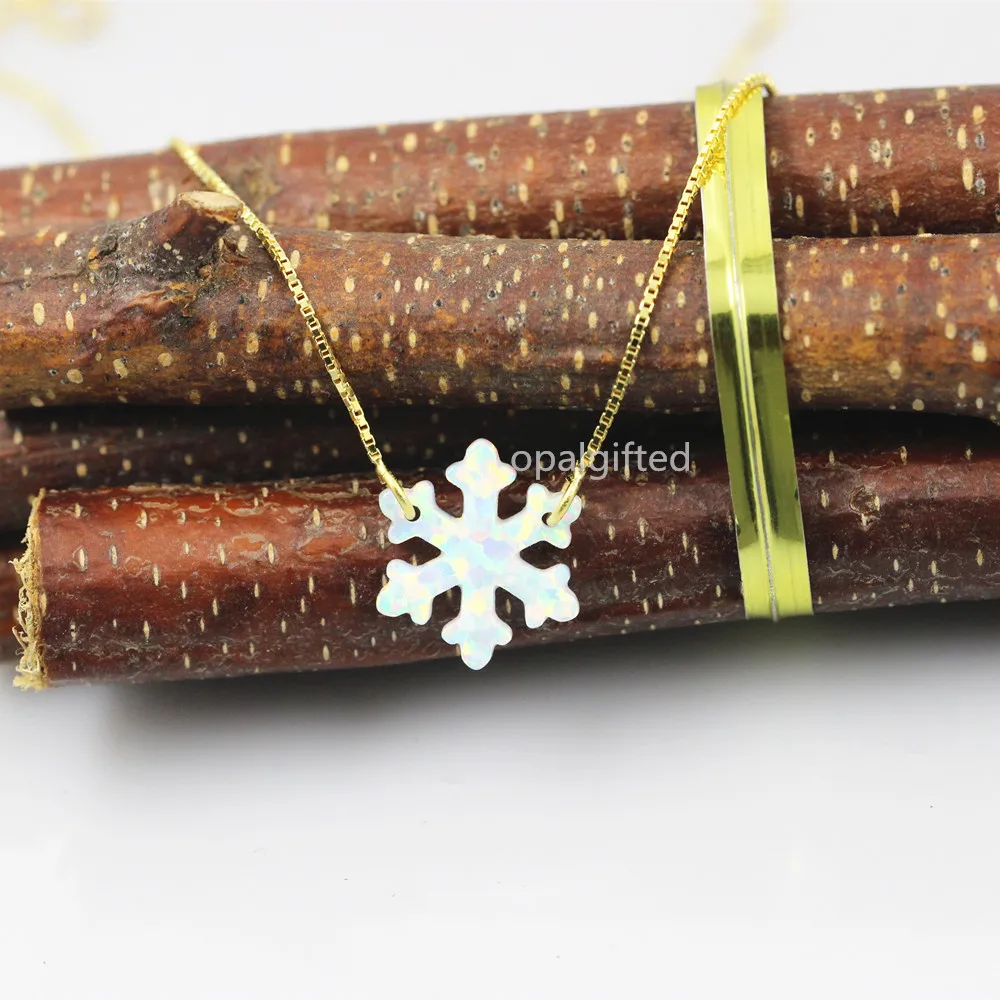 (1 шт./лот) модное ожерелье в виде снежинок с огненным опалом OP17 белое серебряной