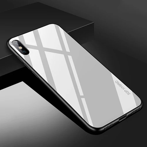 Градиентный чехол для iPhone X, XS, Max, XR, защитный чехол, aphone 6, 6 s, 5, 5S, 7, 8 Plus, aifion, 10 s, 10r, s6, 7 Plus, 8 Plus, закаленное стекло, оболочка - Цвет: Коричневый