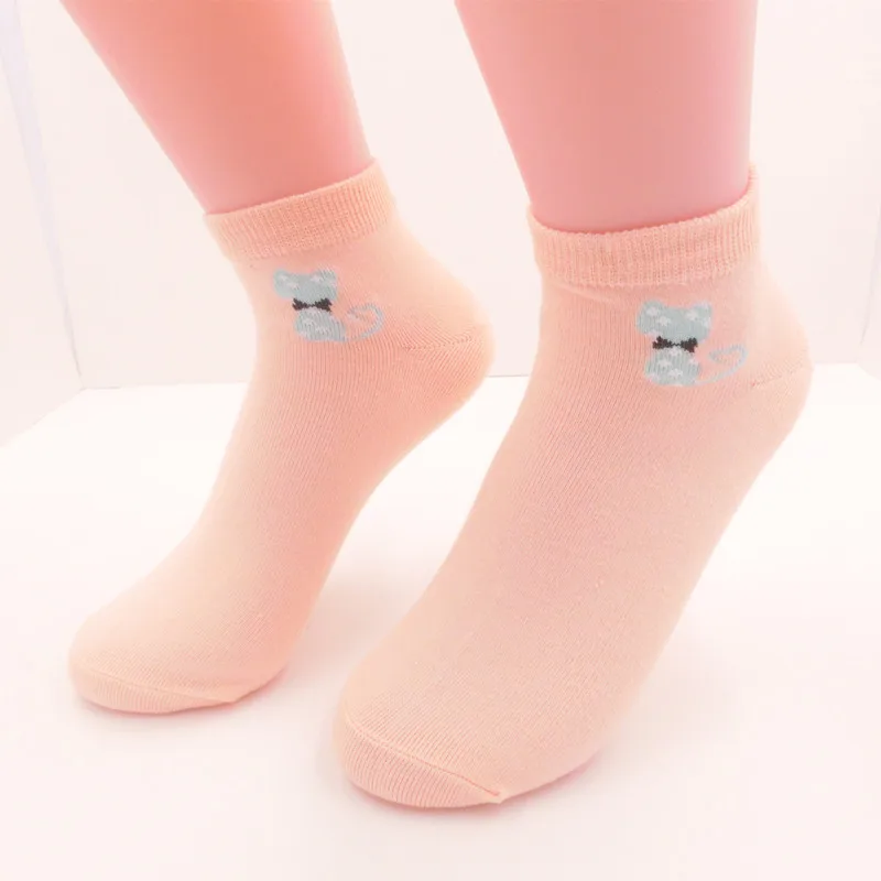 Pink Новые модные носки, женские короткие носки с милыми котами и животными для девочек, розовые, голубые, белые хлопковые короткие носки для девушек SD051 - Цвет: Pink