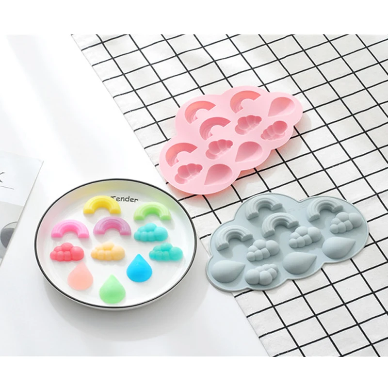 E-doo Rainbow Cloud Silicone Ice Cube Tray Candy Chocolate Mold for Freezer Baking Sugar Craft Cake Decoration | Дом и сад