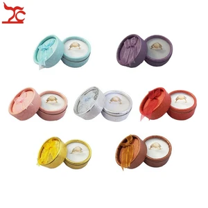 Оптовая продажа 12 шт милая маленькая круглая бумажная Ювелирная лента для показа коробка 7 цветов в наличии органайзер для хранения колец Подарочная коробка 5*3,5 см