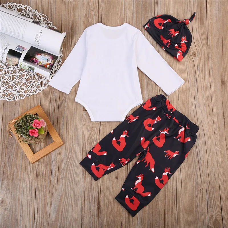 

3PCS Set Newborn Baby Boys Clothes Autumn Mama's Boy Long Sleeve Romper Tops+ Pant Hat Outfit Toddler Kids Clothing