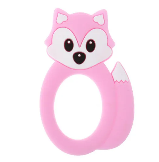 pink fox Детский прорезыватель, силиконовый, без бисфенола, детская игрушка для прорезывания зубов, в форме жирафа, Прорезыватель для зубов, для зубов, ожерелье для ребенка, уход за полостью рта - Цвет: pink fox
