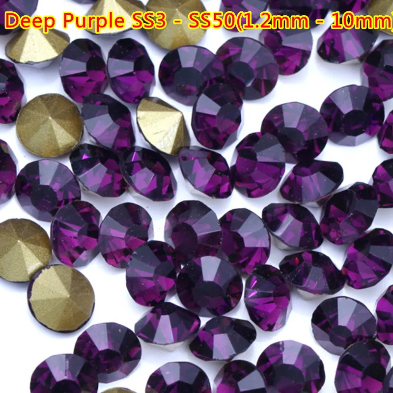 

Free Shipping 1440pcs ss3-ss50 ss20 ss40 ss30 Purple Deep Nail Stones Color Nail Rhinestone Diamond Nail Art Stone Nail Fashion