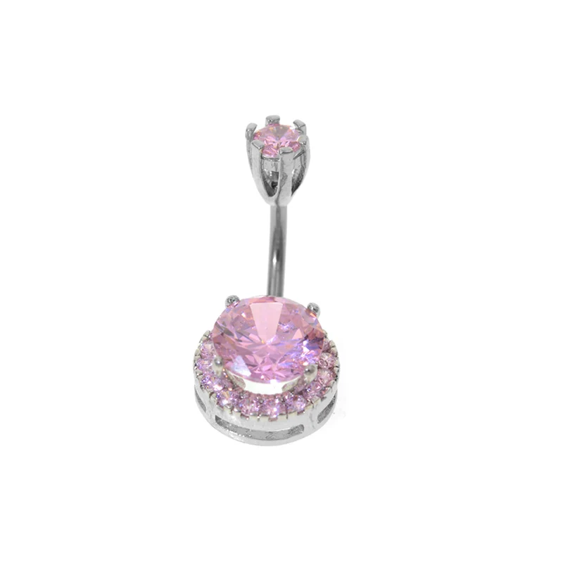 Pink 1 шт. Большой Циркон navelpiercing Nombril живота Бары пирсинг пупка серьги живота пирсинг тела ювелирные изделия-пирсинг - Окраска металла: Pink