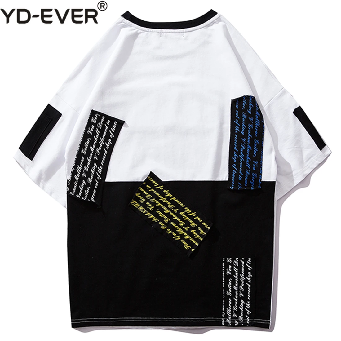 С принтом букв короткий рукав мужские футболки 2019 лето лоскутное повседневное