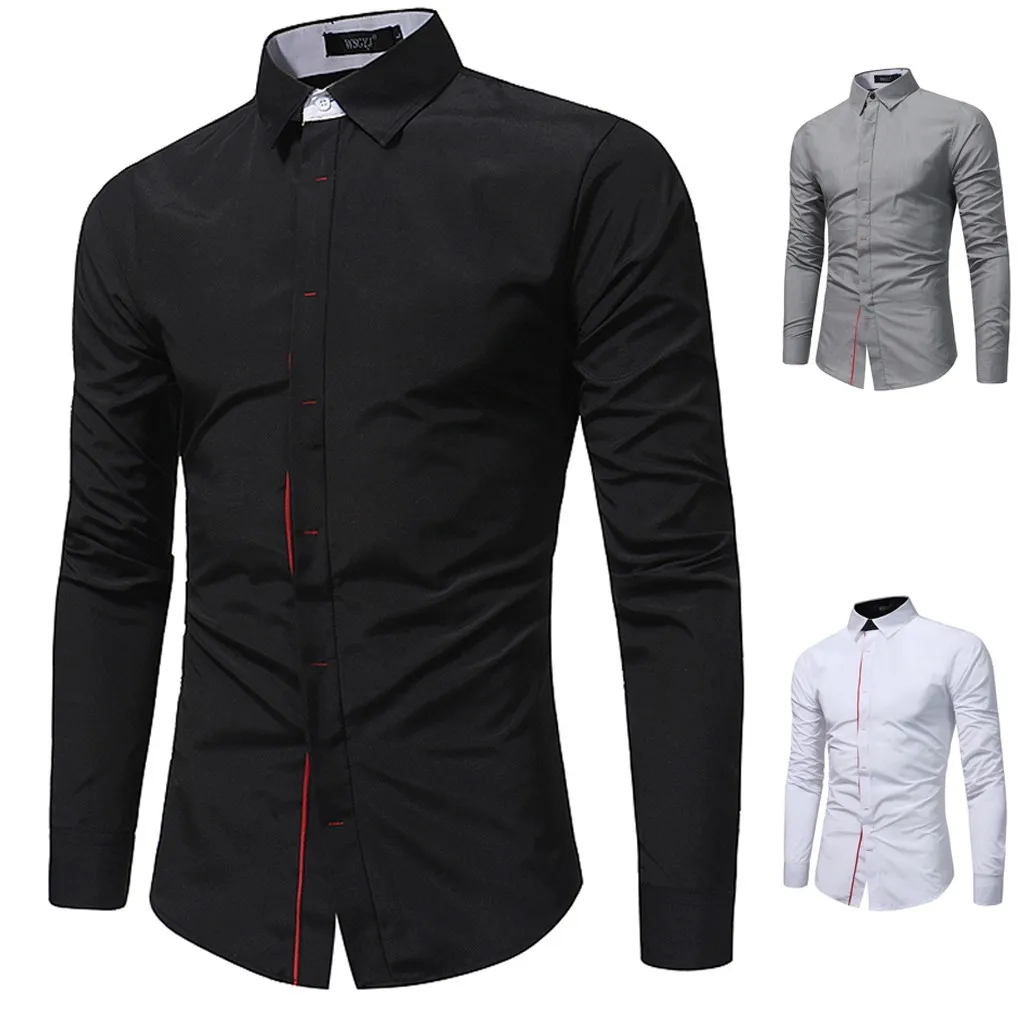 Для мужчин рубашки Мужчин's Повседневное с отложным воротником на пуговицах Slim