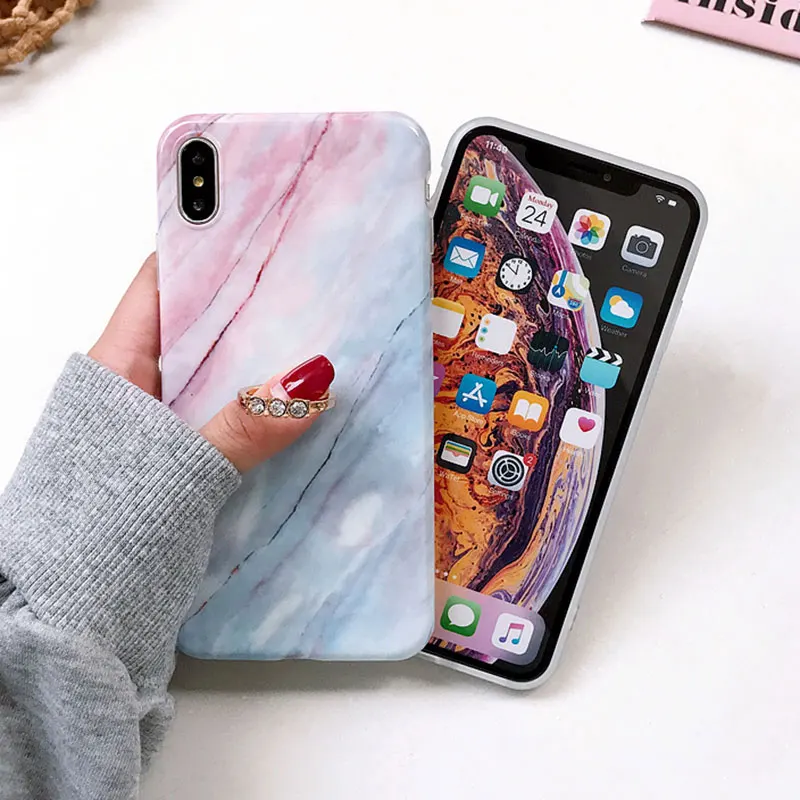 Роскошный Бриллиантовый чехол Boucho с кольцом подставкой для iPhone X XS MAX XR мраморный 6