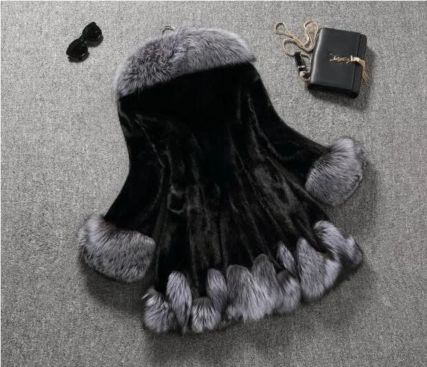 Learance/распродажа высокая имитация пальто для леди с капюшоном и кроличьим мехом