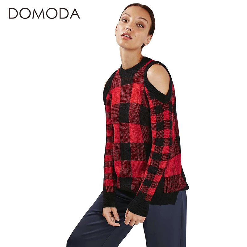 Domoda модные женские туфли Свитеры для женщин пикантные теплые открытыми плечами