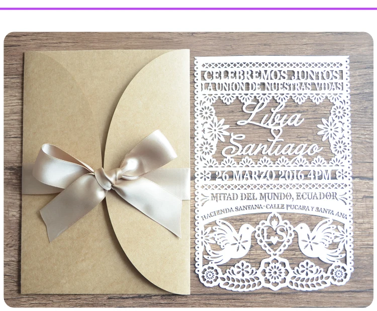 

20pc Kraft envelope laser cut wedding invitation card